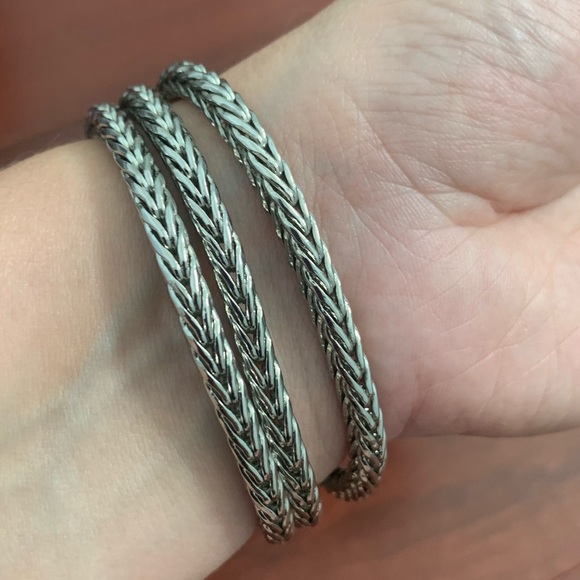 Silver Gold Tone Multiple Strand Bracelet with Magnetic Clasp - Picture 2 of 6